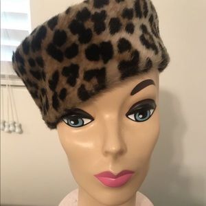 1950s leopard/cheetah pillbox retro hat